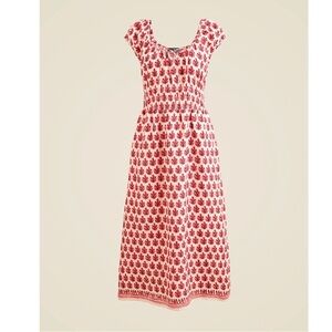 J. Crew Red and White Floral midi  Dress size S nwt